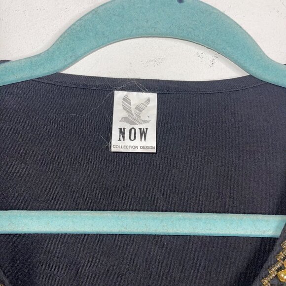 Now Collection Design Vintage Top Size Large Dolman Sleeve Cotton Sequin Beaded - Picture 4 of 9